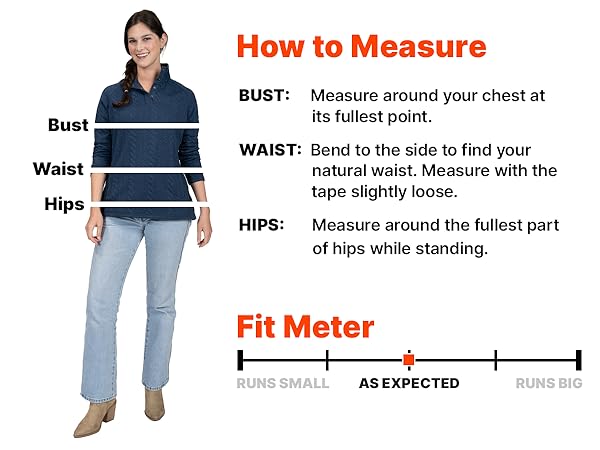 How to measure, bust, waist, hips, sleeve, height, tall, plus size, fit, fit meter, fit chart, inch