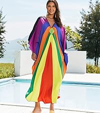 Oversized Batwing Sleeve Maxi Dress Tie Dye Boho Kaftan Dress for Women Plus Size Beach Cover Ups