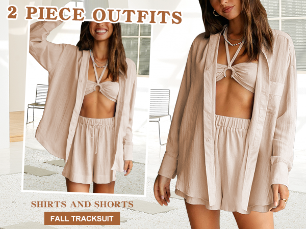 Button-Down Shirt with Floaty Shorts Set