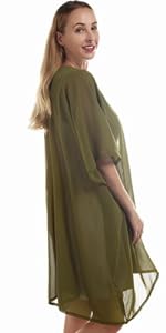 Beach Kimono Coverup Sheer Chiffon Cardigan Loose Lightweight Beach Cover Up Casual Blouse Tops