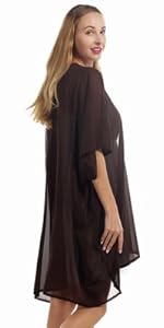 Beach Kimono Coverup Sheer Chiffon Cardigan Loose Lightweight Beach Cover Up Casual Blouse Tops