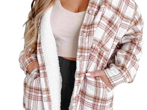 Womens Plaid Shacket Jacket