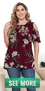 Womens Plus Size Cold Shoulder Ruffled Sleeve Top Short Sleeve Crew Neck T-shirt