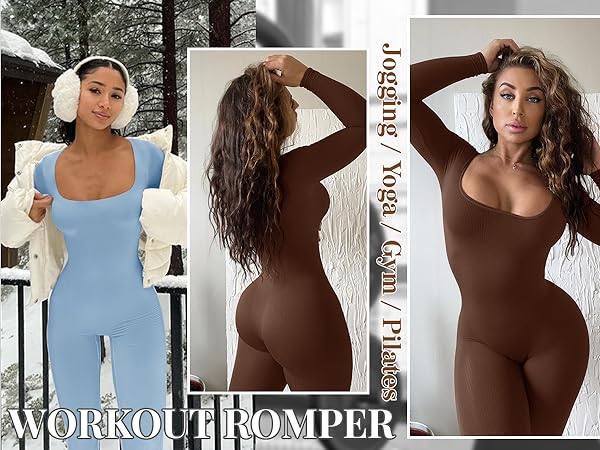 Womens ribbed workout jumpsuit