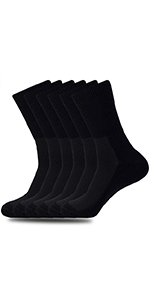 Unisex 6 Pack Diabetic Organic Cotton Bamboo Crew Socks