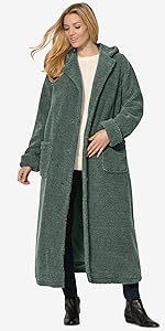 Long Hooded Berber Fleece Coat