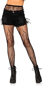 Fishnet Flame Tights Pantyhose for adult women