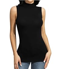 SHEIUGU Women Sleeveless Mock Turtleneck Tops