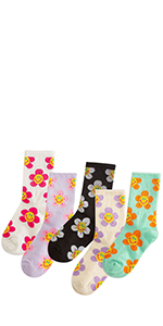 IIG funny socks for women cute flower socks for women white ankle socks for women soft socks