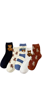 IIG Cute bear socks for women fun socks for women cute socks crew socks for women