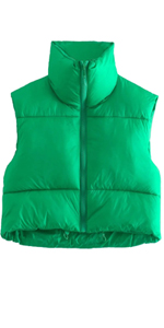 women crop puffer vest