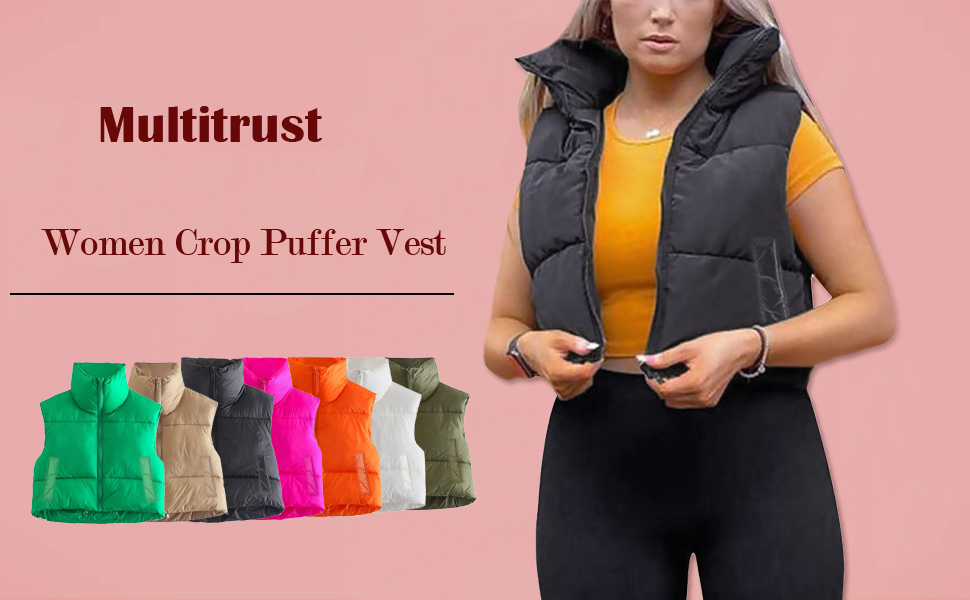 women crop puffer vest