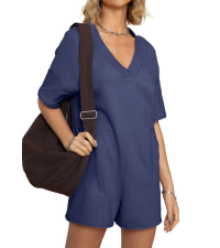 B0CLRG5YFYV Neck Oversized Tee Romper Onesie