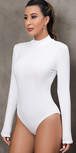 MANGDIUP Bodysuit for Women Mock Turtle Neck