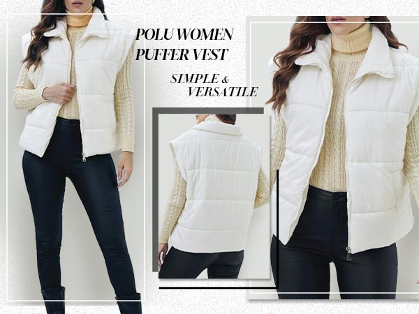 polu women puffer jacket winter sleeveless down vest gilet