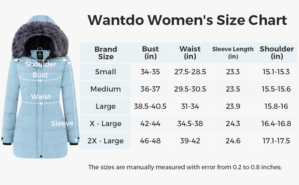 Wantdo Women’s Size Chart