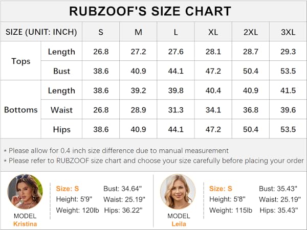 RUBZOOF Size Chart