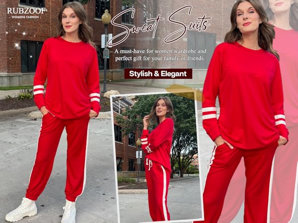 RUBZOOF Sweat Suits for Womens 2 Piece Workout Loose Fit Lounge Wear