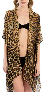 Leopard Print Swimsuits Bikini Cover Up Summer Beach Swimwear