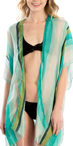 Women’s Striped Kimono Cardigan - Chiffon Swimwear Cover up