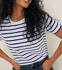 striped short sleeve shirt women