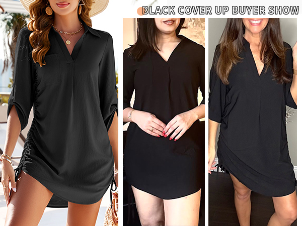 V Neck Half Sleeve Drawstring Cover Ups