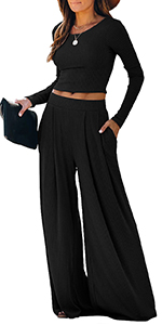 lounge set 2 piece wide leg pants set