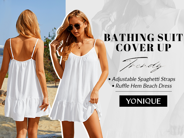 Yonique Women Spaghetti Strap Cover Up Dresses Beach Coverups Summer Dresses