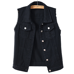 Black denim vest