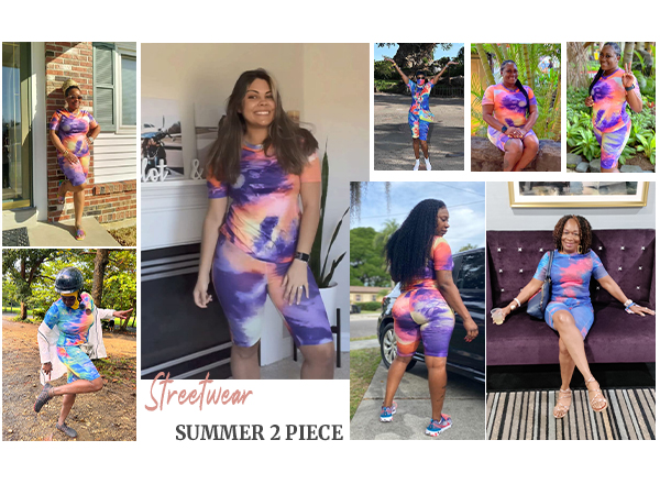 Tie Dye 2 Piece Y2K Vacation Casual Outfits for Women Summer