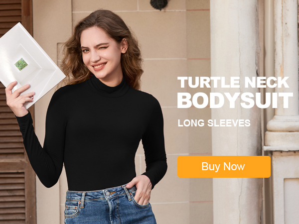 womens turtle neck long sleeves bodysuit