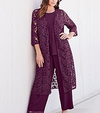 Three-Piece Lace Duster & Pant Suit