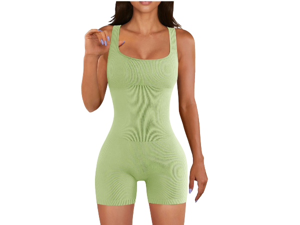 Seamless Romper for Women Ribbed Workout Yoga Jumpsuit