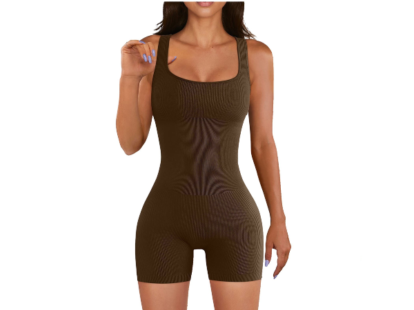 Seamless Romper for Women Ribbed Workout Yoga Jumpsuit