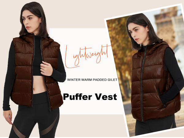 Brown Quilted Puffer Vest for Women