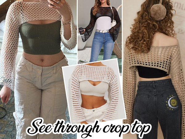 Women Long Sleeve Y2K Crop Tops