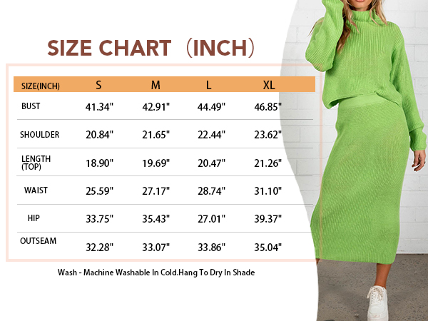 Women''s 2 Piece Outfit Lounge Set Long Sleeve High Neck Chunky Sweater Top Bodycon Skirt Knit Rib 