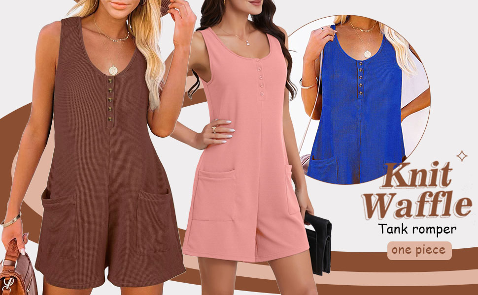 Women''s Summer Casual Sleeveless Rompers Loose Shorts Overalls Jumpsuit with Pockets