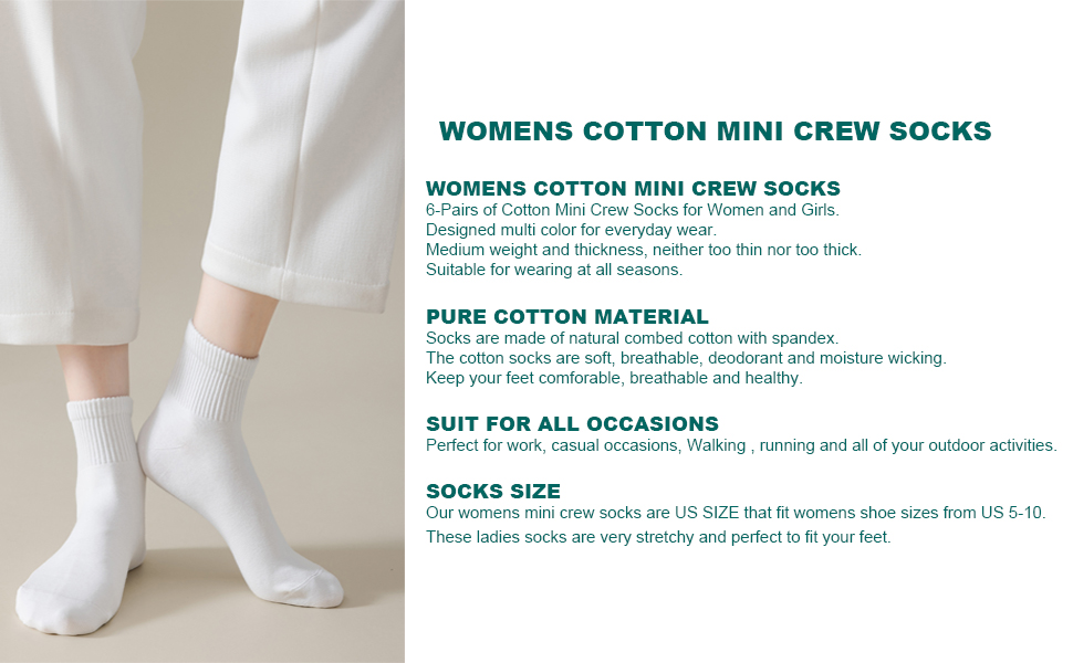 women cotton mini crew socks