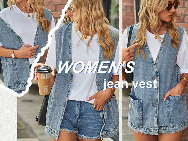 Oversized Lapel Denim Vest