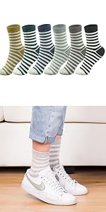 womens striped crew socks-231106