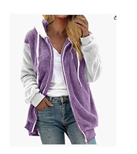 Womens Warm Fuzzy Zip Up Hoodie 