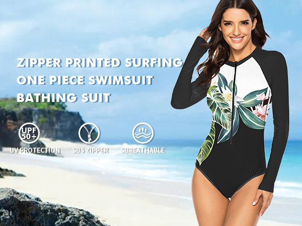 One Piece Rashguard Surfing Sport Swimsuit