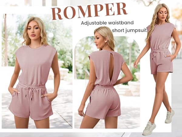 Adjustable Waistband Short Jumpsuit