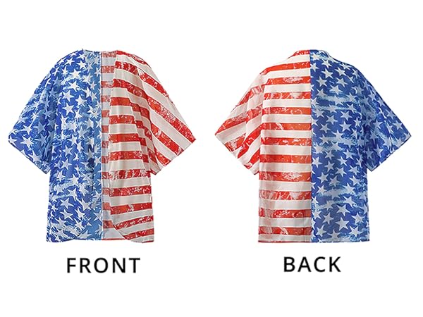 Women''s 4th of July Summer American Flag Kimono Cardigan Swimsuit Cover Ups