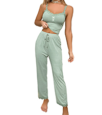 Button Front Pajama Lounge Set