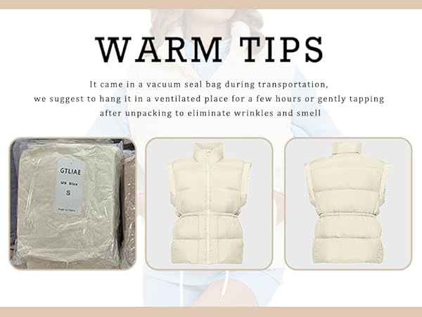 Vest Tops for Women Stand Collar Zip Quilted Outwear Vest Padded Gilet Jacket