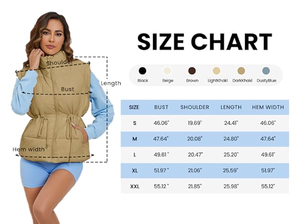 Women Puffer Vest Oversized Quilted Vest Winter Outerwear Warm Padded Gilet Coat wth Pockets