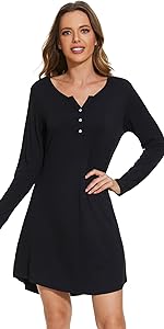 WiWi Women''s Viscose from Bamboo Nightgown Long Sleeve Nightshirt Soft Sleep