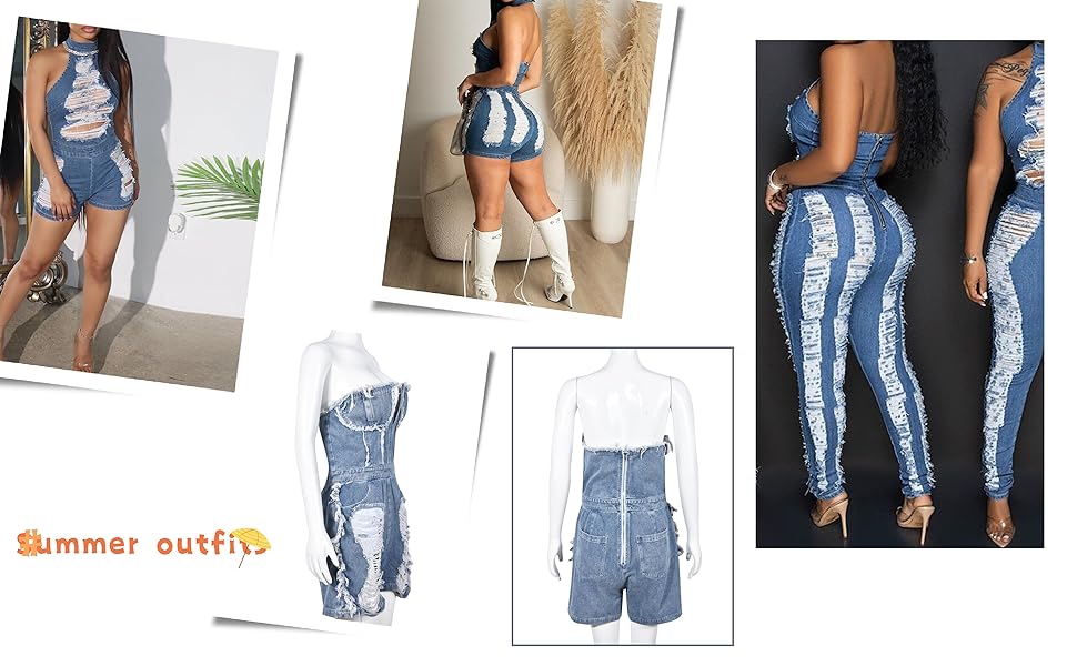 denim jumpsuit denim outfit for women womens shorts denim denim overall dress fringe romper